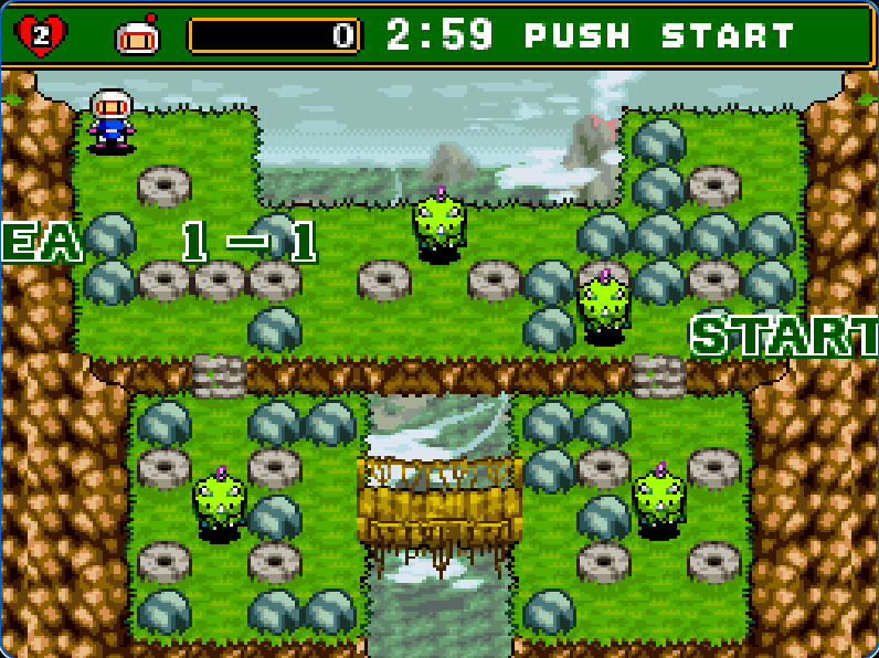 Super Bomberman 4 real in-game action running in the OldGames emulator